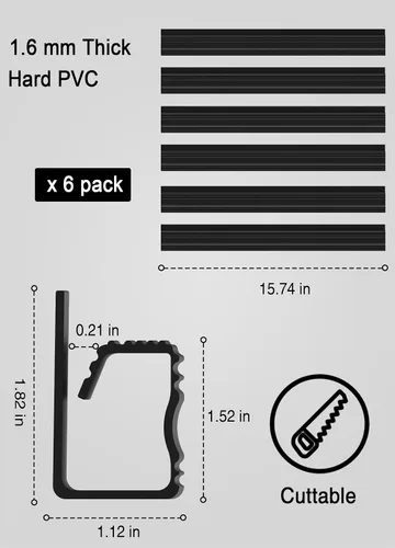 Vista 3 de Organizador de cables para debajo del escritorio, canal en J, paquete de 6 organizadores de cables adhesivos 6-pack adhesive J channel organizes