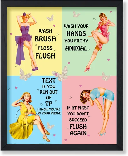 Vista 55 de Poster Master Pin Up Girl Poster - Better Late Than Ugly Print - Butterfly Art - Modern Art - Trendy Art - Gift for Men & Women - Funny Decor for