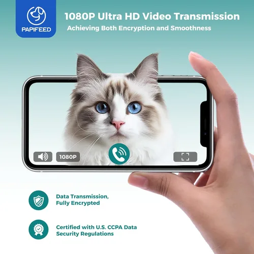 Vista 5 de PAPIFEED Comedero automático para gatos con cámara, 1080P HD y visión nocturna, dispensador de comida para gatos de 6 litros con aplicación