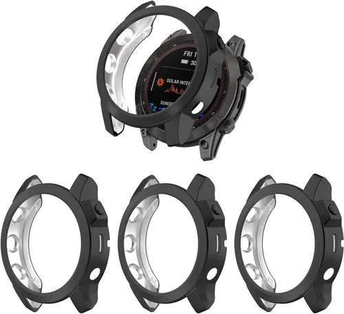 Vista 7 de Funda compatible con Garmin Fenix 7, cubierta protectora chapada en TPU suave, marco protector para Garmin Fenix 7/Fenix 7 Solar/Fenix 7 Sapphire