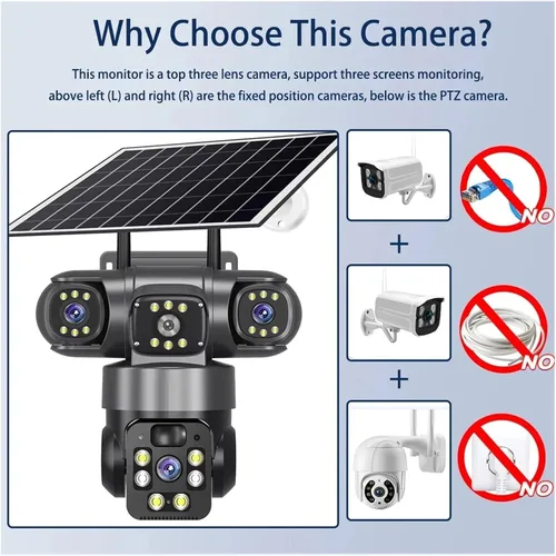 Vista 5 de Cámara IP de seguridad al aire libre solar WiFi de 15MP 8K Enchufe de EE. UU.