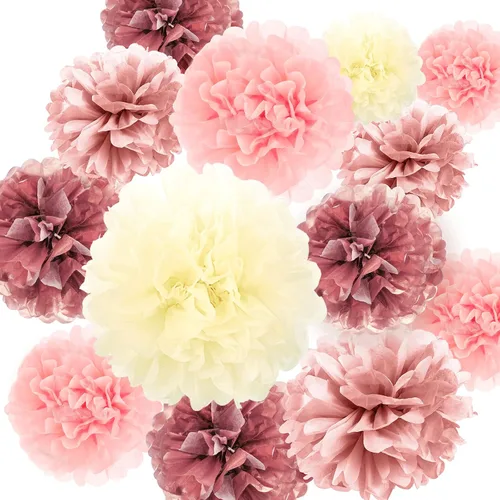 Vista 4 de Decoraciones de fiesta de oro rosa, pancarta de feliz cumpleaños 30 con purpurina de oro rosa, pompones, kit de espirales colgantes brillantes