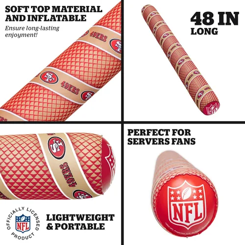 Vista 3 de BigMouth NFL 48” Inflatable Pool Noodle Officially Licensed NFL Fan Gear Soft Top Large Jumbo Float for Adults and Teens