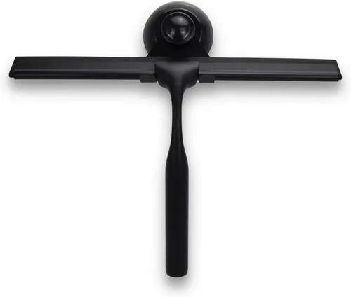 Vista 10 de Escobilla de goma para puerta de cristal de ducha con soporte, hoja de silicona de 10 pulgadas, mango cromado de acero inoxidable, para ventana