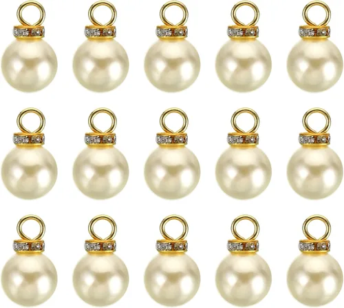 Vista 19 de PATIKIL 100 cuentas de perlas de perlas de imitación con diamantes de imitación DIY para hacer joyas, pulseras y aretes Plateado blanco