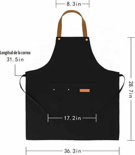 Vista 3 de 3Pack Chef Apron, Waterproof Apron, Adjustable Apron with 2 Pockets for Men Women, Apron for Cooking Baking Restaurant Negro