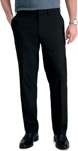 Vista 18 de J.M. Haggar - Pantalón de vestir para hombre, elástico en 4 direcciones, corte recto, parte delantera plana Negro