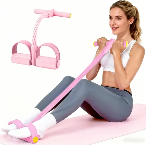Vista 10 de Pedal Resistance Bands with Handles, Upgrade 6-Tubes Elastic Bands for Exercise, Natural Rubber Foot Pedal Resistance Bands, Multifunction Fitness