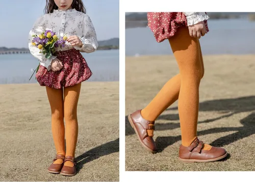 Vista 6 de CHUNG Medias de algodón para niñas pequeñas, medias gruesas de punto trenzado para invierno