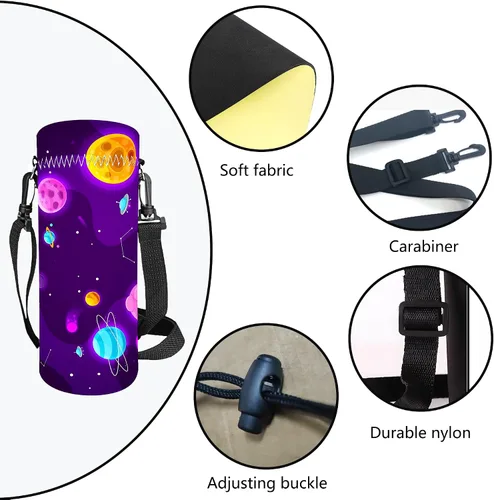 Vista 4 de Bolsa de almacenamiento para botella de agua, 25 onzas, ajustable, portador de botellas de agua, bolsa con correas