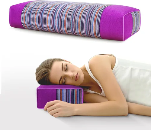 Vista 14 de Almohada ajustable de casco de trigo sarraceno para aliviar el dolor de cuello (21 x 8 x 4), almohada de enfriamiento natural para campamento