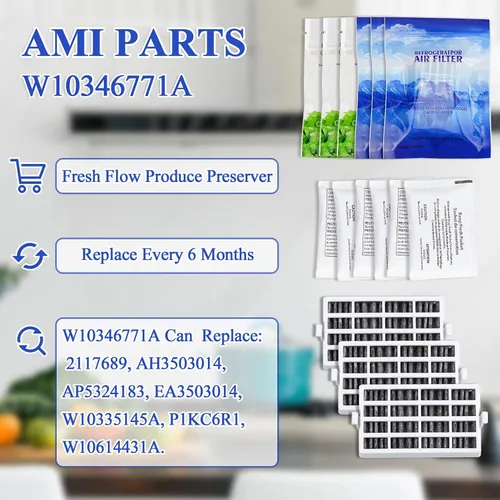 Vista 2 de AMI PARTS Filtro de aire de flujo fresco W10311524 AIR1 y repuesto de conservador de productos W10346771A compatible con refrigerador (6 paquetes)