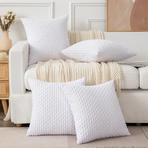Vista 6 de UGS UGASA - Funda de almohada decorativa de pana suave de 18 x 18 pulgadas, funda de almohada cuadrada a rayas estilo bohemio para sofá, sala