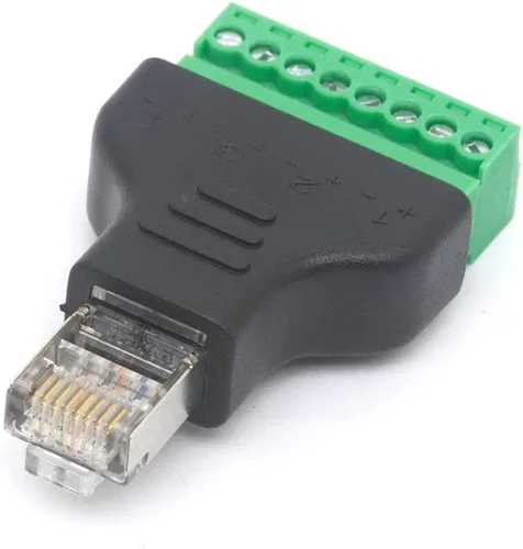 Vista 3 de Adaptador de terminal de tornillo macho RJ45, RJ45 macho a tornillo de 8 pines, conector hembra Cat7 6 5 5e Extensor de enchufe de red Ethernet CCTV