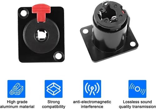 Vista 5 de XMSJSIY Conector adaptador de conector de audio estéreo de 1/4 de pulgada y 0.250 in, montaje en panel de enchufe hembra TS/TRS de 0.250 in