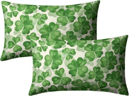 Vista 78 de Juego de 2 fundas de almohada abstractas bohemias de 16 x 16 pulgadas, modernas fundas de almohada de mediados de siglo, diseño de hojas verdes