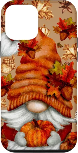 Vista 16 de Brown Fall Themed Gnome Pumpkin Cute Pattern Autumn Leaves Case for iPhone 16