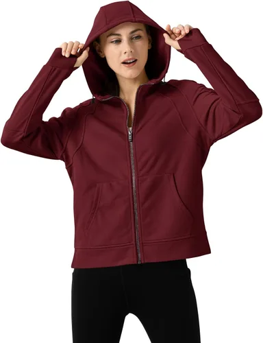 Vista 6 de Rdruko Sudadera con capucha y cremallera completa para mujer, con agujero para el pulgar, de algodón, con cremallera frontal, suave, ligera