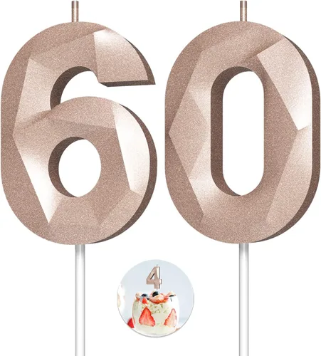 Vista 146 de Velas de cumpleaños con números (0 velas negras), forma de diamante 3D, decoración de pastel de feliz cumpleaños para niños y hombres, cumpleaños