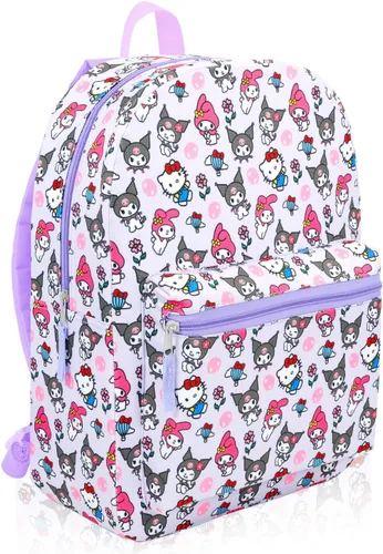 Vista 3 de Hello Kitty and Friends Backpack and Lunchbox - Bundle with 16” Sanrio Backpack, Lunch Bag Featuring My Melody & Kuromi Plus Water Bottle, Stickers