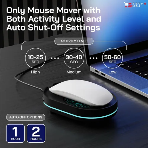 Vista 4 de TECH8 USA Dispositivo Desplazante de Mouse, Desplazador de Mouse Indetectable para Laptops, PC, Sin Software, Movimiento Aleatorio, Patentado
