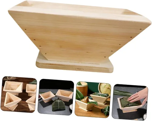 Vista 3 de EXCEART Molde de madera Zongzi Moldes de alimentos Herramientas de chocolate Herramientas de madera Bola de masa de arroz Cocina Comida Musubi Maker