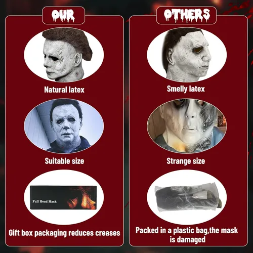 Vista 5 de Lucasou Michael Myers Mask Original Adult Scary Mask Halloween Latex Mask For Cosplay Prom Michael Myers Costume