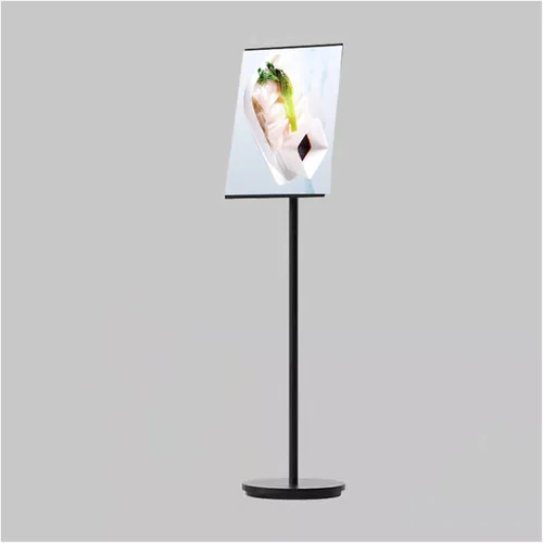 Vista 7 de Soporte ajustable para letreros de suelo con base redonda pesada, vista vertical y horizontal, soporte para póster (dorado A3)