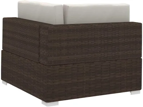 Vista 8 de 3 Piece Poly Rattan Patio Sofa Set with Cushions Brown