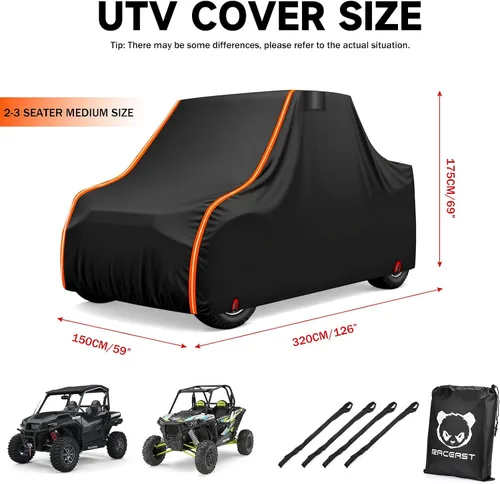 Vista 3 de Cubierta UTV de 2 plazas 420D lado a lado, resistente para CFMOTO ZFORCE 800 950 Polaris Ranger General 1000 Teryx Textron Hisun Axis Massimo