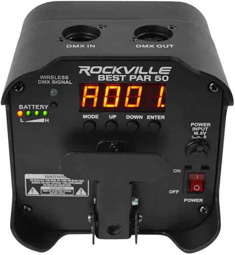 Vista 9 de Rockville Best PAR 50 Bundle: (4) Par recargable puede lavar luces con DMX RGBWA UV, bolsa de transporte RLB30 para accesorios de iluminación Slim
