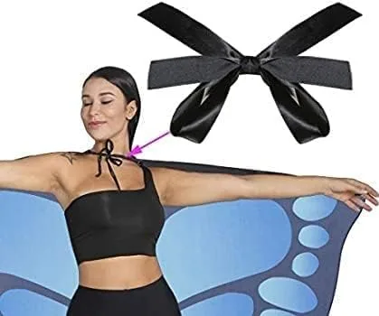 Vista 6 de Disfraz de mariposa para mujer, alas y adultos, capa de hada, chal azul de Halloween