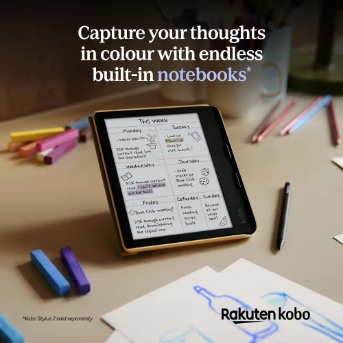 Vista 4 de Kobo Libra Colour eReader Pantalla Kaleido™ 3 de tinta E sin deslumbramiento de 7 pulgadas Opción de modo oscuro Audiolibros Resistente al