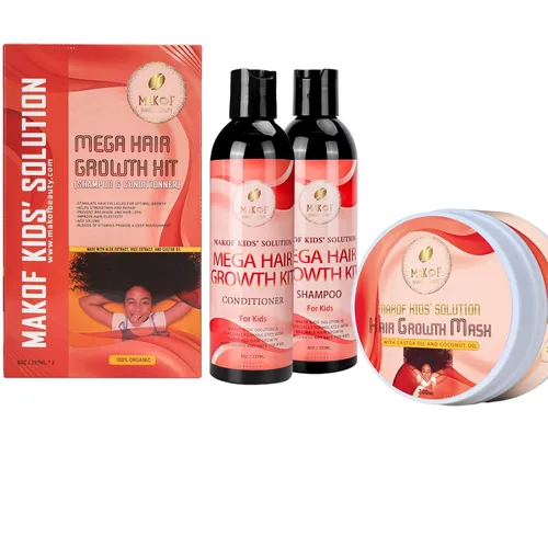 Vista 4 de MAKOF BEAUTY MASCARILLA DE CRECIMIENTO DEL CABELLO PARA NIÑOS, Con aceite de ricino y aceite de coco, hidrata, promueve el crecimiento del cabello