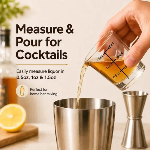 Vista 7 de Paquete de 12 vasos de chupito de 1.8 onzas a granel con base pesada, juego de vasos de chupito de medición transparentes para café, vodka, tequila
