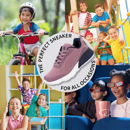 Vista 8 de RUNIC Tenis deportivos de malla transpirable para niños y niñas