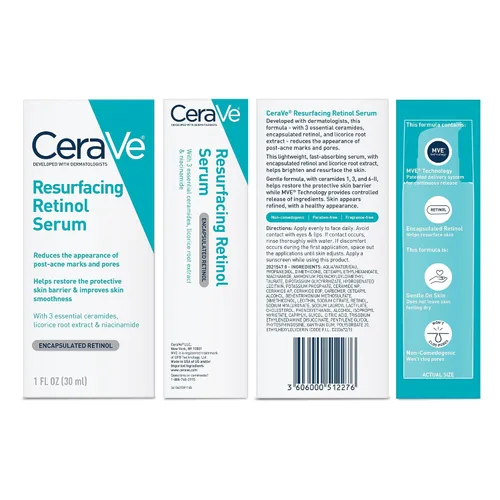 Vista 8 de CeraVe Suero de Retinol Renovador para Marcas Post-Acné, Formulado con Extracto de Raíz de Regaliz y Niacinamida, Suero Iluminador y Minimizador