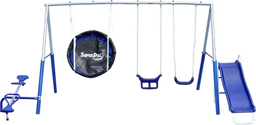 Vista 3 de XDP Recreation Free N' Swing - Juego de columpios, barras de mono, torre de escalada gris y Eezy Peezy - Diversión activa para interiores