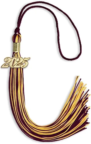 Vista 329 de Endea Graduation - Borla de doble color mixto con fecha dorada (negro/dorado antiguo, 2021)