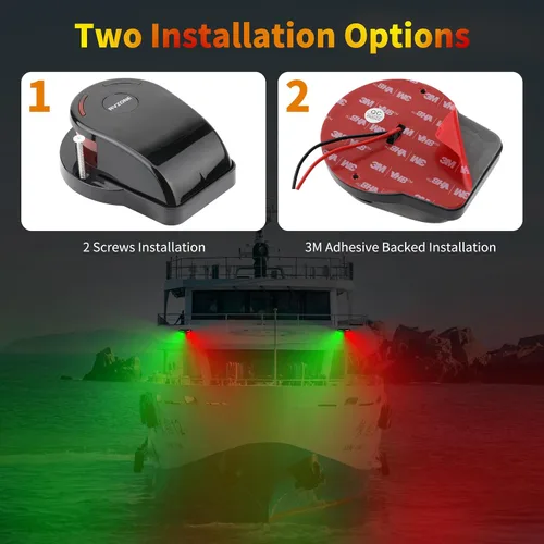 Vista 4 de RVZONE Luces de Navegación para Barcos, Iluminación de Navegación para Barcos LED IP67 Impermeables Rojas y Verdes Luces LED Marinas de Proa Negro