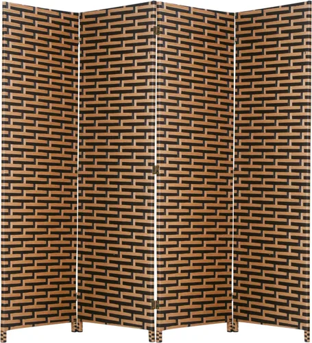 Vista 15 de PayLessHere Divisor de ambientes de malla de madera de 6 pies, tejido a mano, pantalla de división portátil plegable para interiores de 4 paneles