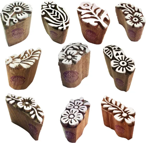 Vista 13 de Sellos de impresión de arcilla Arty Crafty pequeños bloques de madera con forma floral (juego de 10) Htag2101