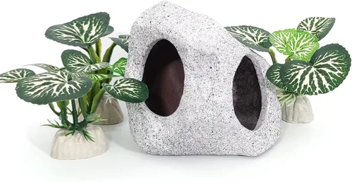 Vista 8 de Decoraciones de acuario de peces, piel de cueva con ventana de visualización para accesorios de pecera Betta