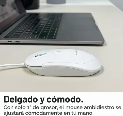 Vista 3 de Macally Ratón USB C con Cable para Mac y PC - Delgado, Silencioso y Confiable - Ratón Tipo C para MacBook Pro/Air, iMac, Apple iPad, Laptop Todo