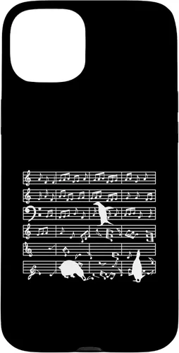 Vista 9 de iPhone 16 Notas musicales con pingüino en partitura musical - Estuche para profesor de música