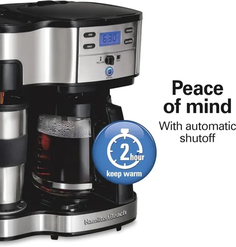 Vista 5 de Hamilton Beach Cafetera Brewer de 2 vías, olla de un solo servicio y 12 tazas, acero inoxidable (49980A), jarra