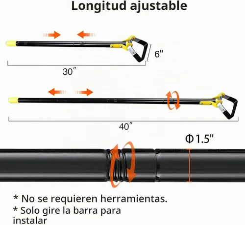 Vista 5 de DonSail Herramientas de jardinería, azada de estribo, azada de acero resistente, azadas de jardín ajustables para deshierbar mango largo de 30 a 40