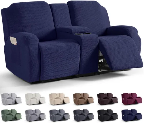 Vista 19 de KinCam Fundas para Sillón Reclinable de Dos Plazas con Funda para Consola Central, Fundas para Sofá Reclinable de 2 Asientos, Funda para Sofá