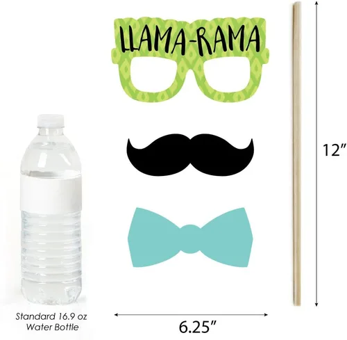 Vista 6 de Big Dot of Happiness Whole Llama Fun - Kit de accesorios para cabina de fotos para baby shower o fiesta de cumpleaños, 20