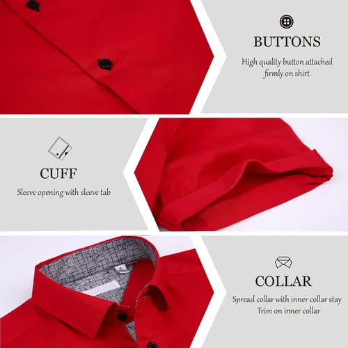 Vista 4 de Damipow Mens Short Sleeve Dress Shirts Regular Fit Business Casual Button Down Shirt